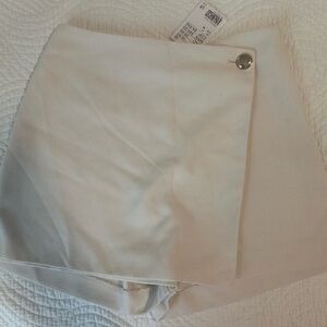 H&M Cream Skort with Button Accent